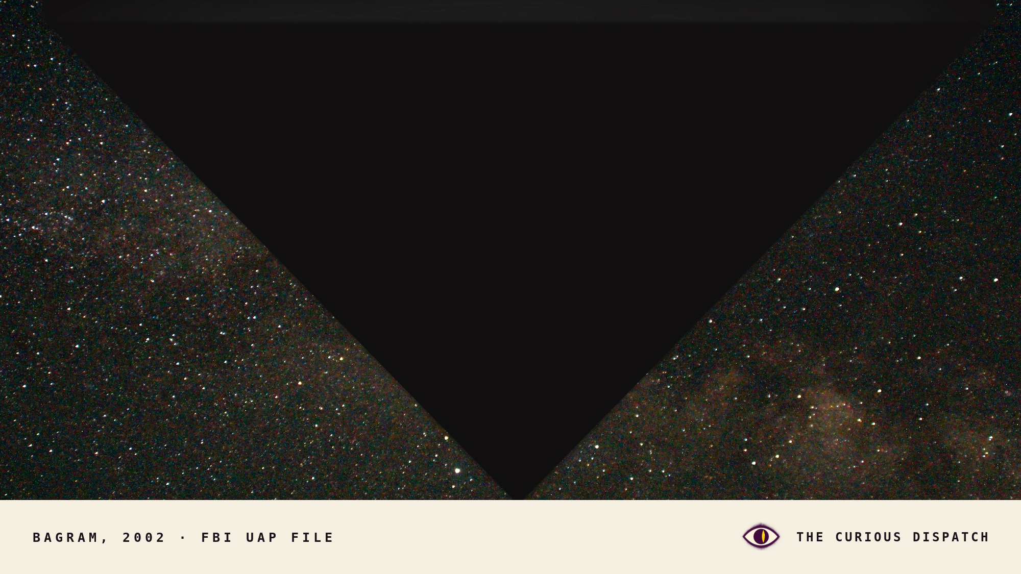 FBI digital rendering of a large black triangular object obscuring a star-filled night sky
